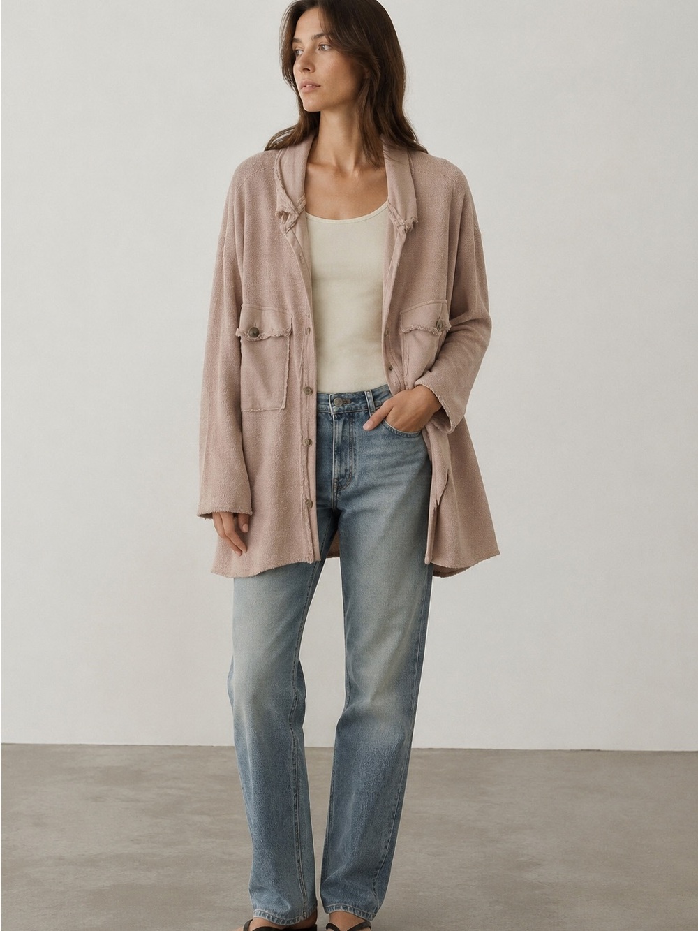 BUCKETLIST Dusty Blush Relaxed Shacket Jacket - Women